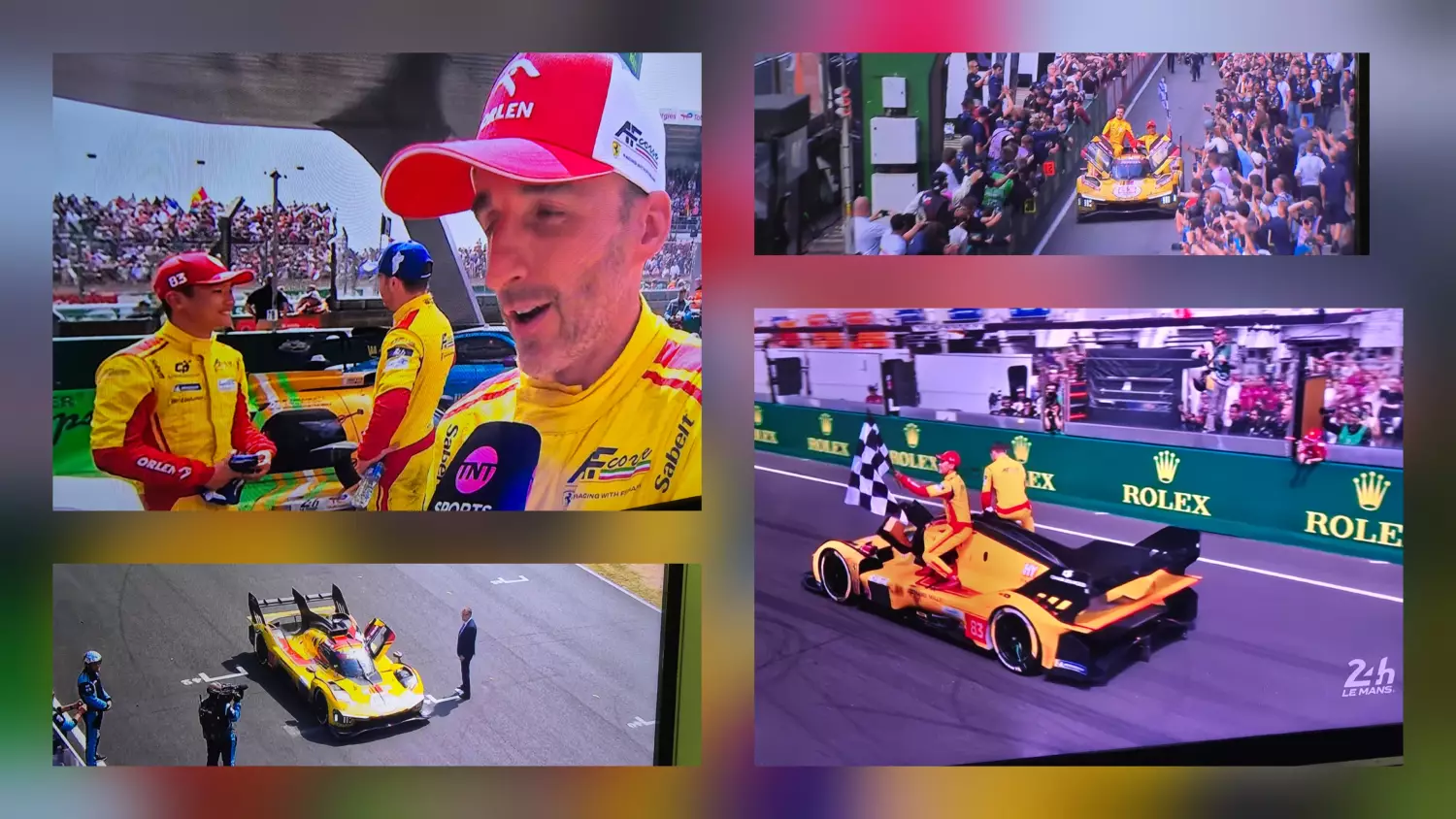 Załoga AF Corse Ferrari - wygrała 93. wyścig 24h Le Mans! Jednym z kierowców był Robert Kubica. Fot. screen
